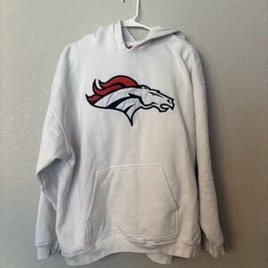 Reebok Denver Broncos White Hoodie with Red and Blue Logo
